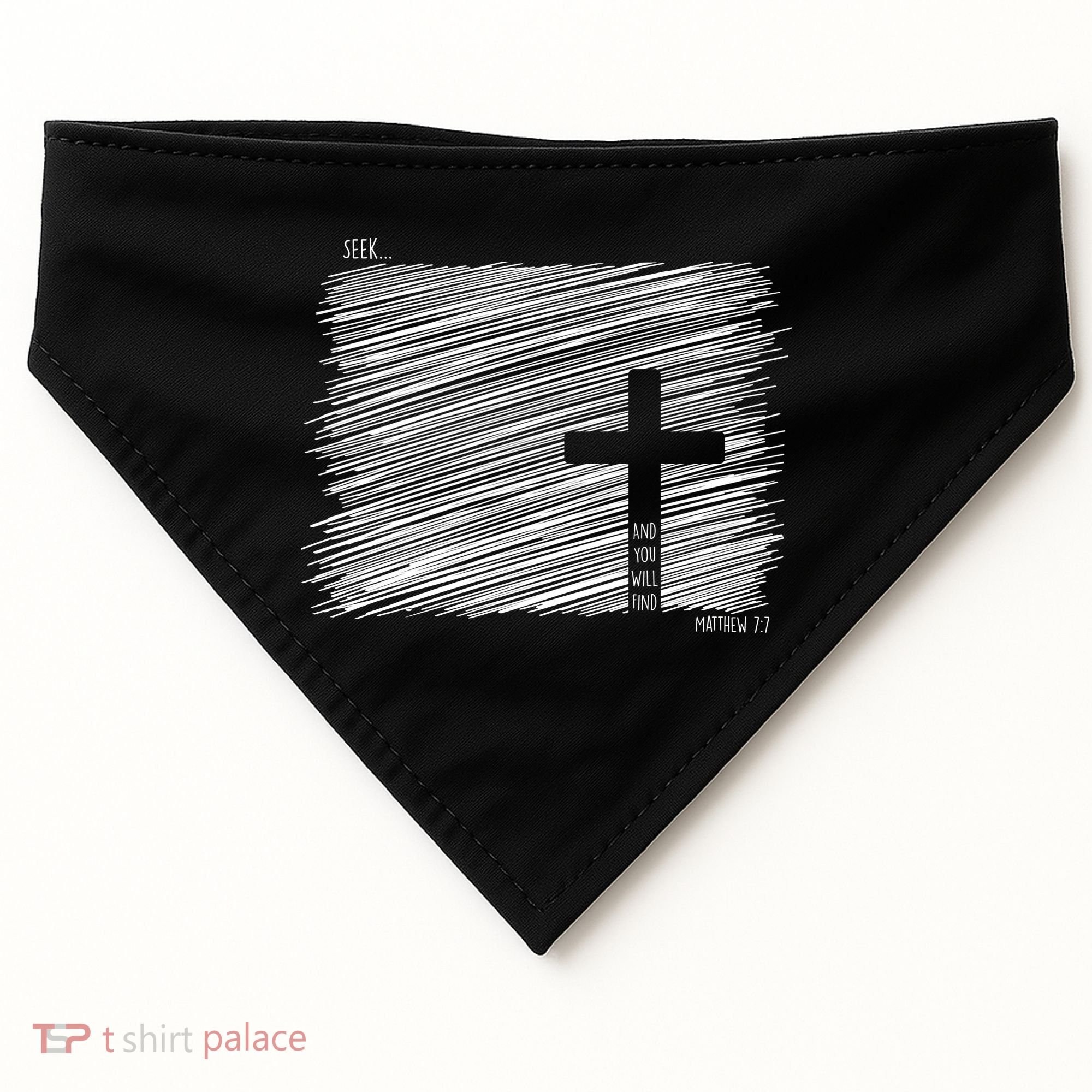 Seek And You Will Find Matthew 7:7 USA-Made Doggie Bandana