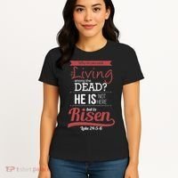 Seek Living Among Dead He Is Risen Jesus Women's T-Shirt thumb 4