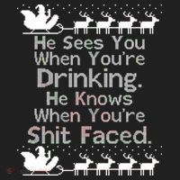 Sees You When You're Drinking Knows When You're Shit Faced Ugly Christmas Beanie thumb 2