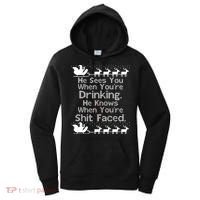 Sees You When You're Drinking Knows When You're Shit Faced Ugly Christmas Women's Hoodie thumb 0