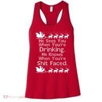 Sees You When You're Drinking Knows When You're Shit Faced Ugly Christmas Women's Tank Top thumb 0