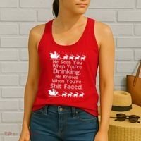 Sees You When You're Drinking Knows When You're Shit Faced Ugly Christmas Women's Tank Top thumb 2