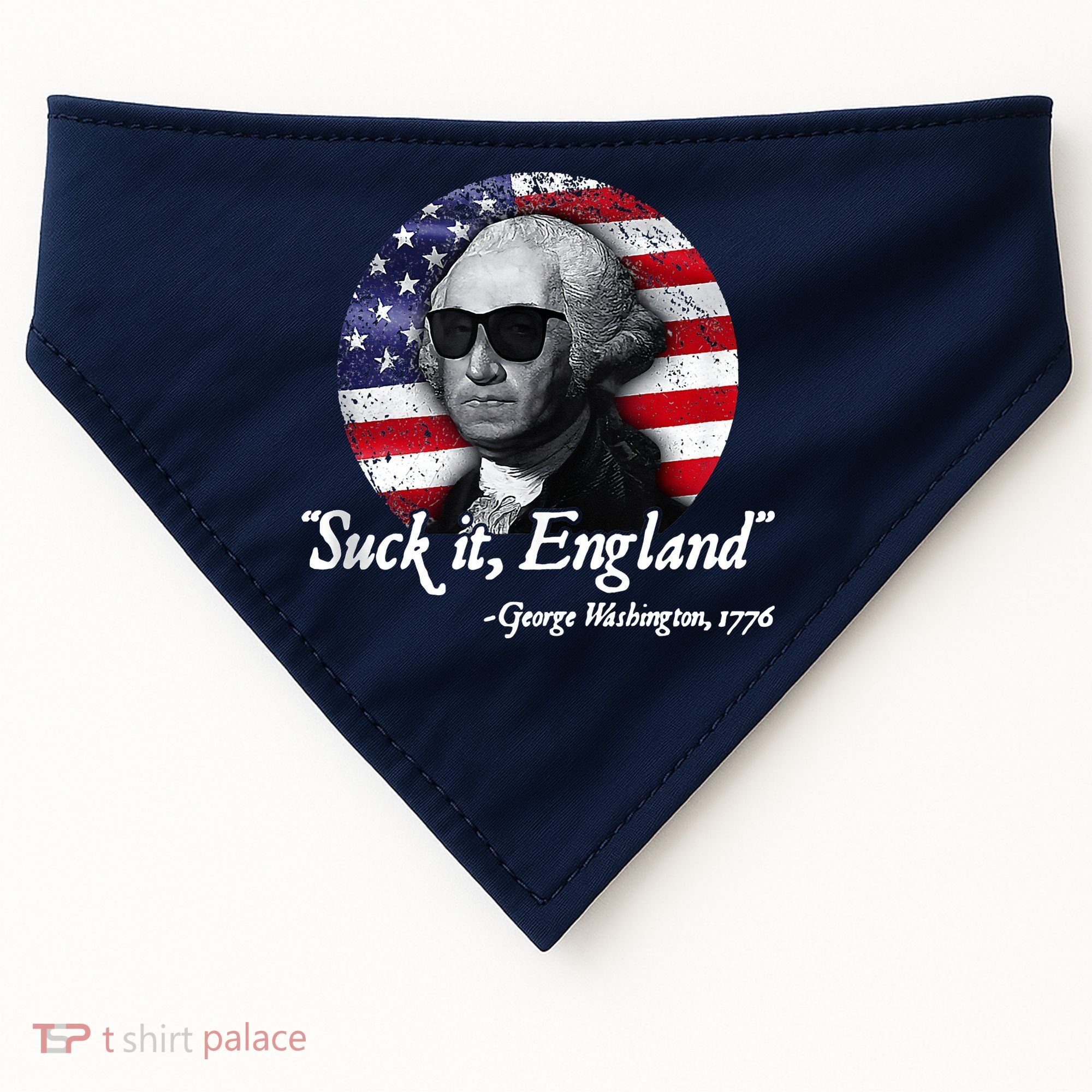 SuckIt England Funny 4th Of July George Washington 1776 USA-Made Doggie Bandana