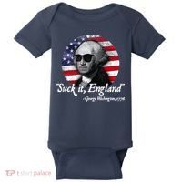 SuckIt England Funny 4th Of July George Washington 1776 Baby Bodysuit thumb 0