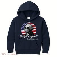 SuckIt England Funny 4th Of July George Washington 1776 Kids Hoodie thumb 0