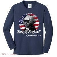 SuckIt England Funny 4th Of July George Washington 1776 Kids Long Sleeve Shirt thumb 0