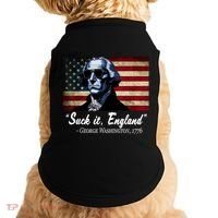 SUCKIT ENGLAND Funny 4th Of July George Washington 1776 Doggie Tank thumb 0