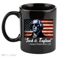 SUCKIT ENGLAND Funny 4th Of July George Washington 1776 11oz C Handle Ceramic Mug thumb 2