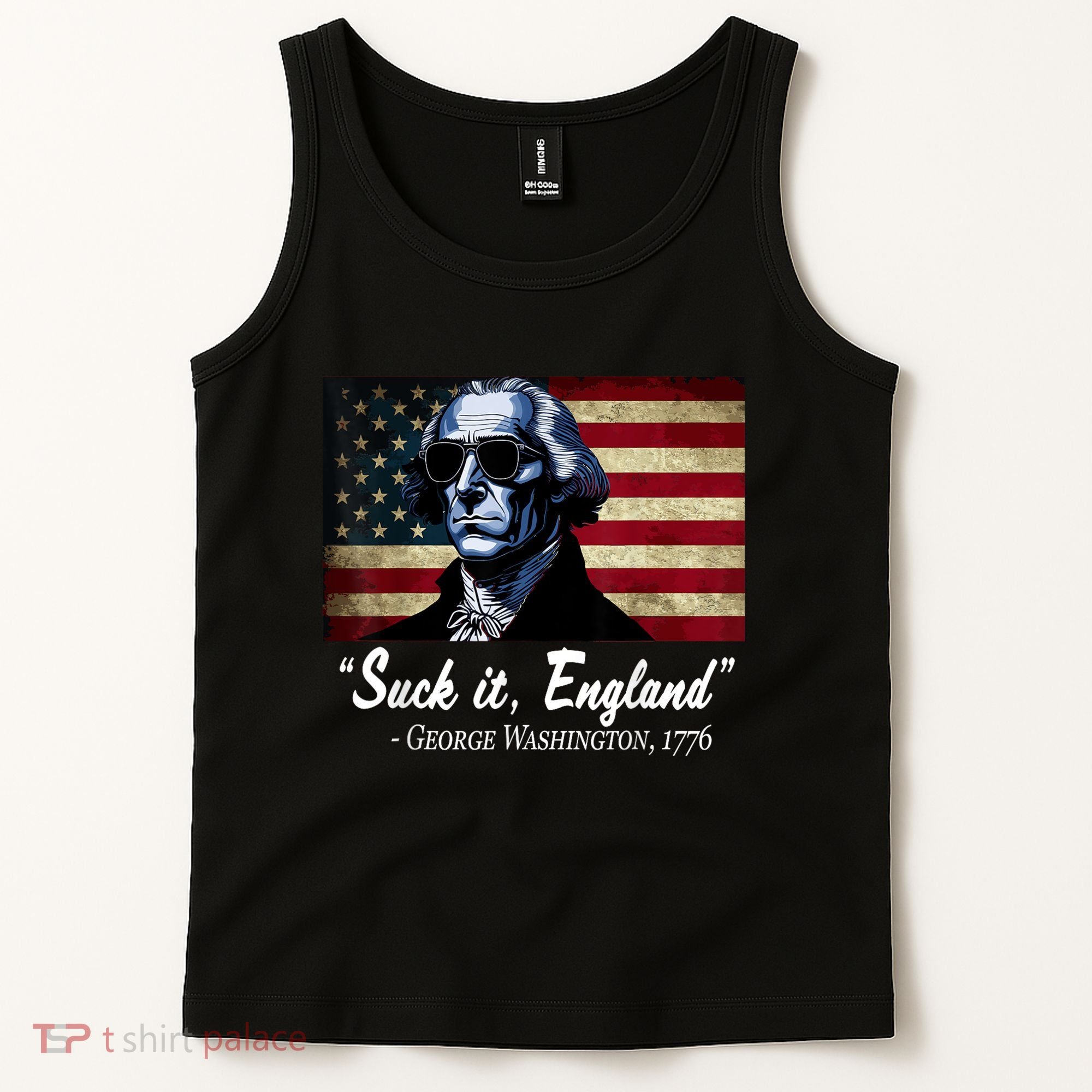 SUCKIT ENGLAND Funny 4th Of July George Washington 1776 Tank Top