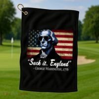 SUCKIT ENGLAND Funny 4th Of July George Washington 1776 Golf Towel thumb 1