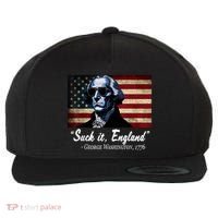 SUCKIT ENGLAND Funny 4th Of July George Washington 1776 Wool Snapback Cap thumb 0