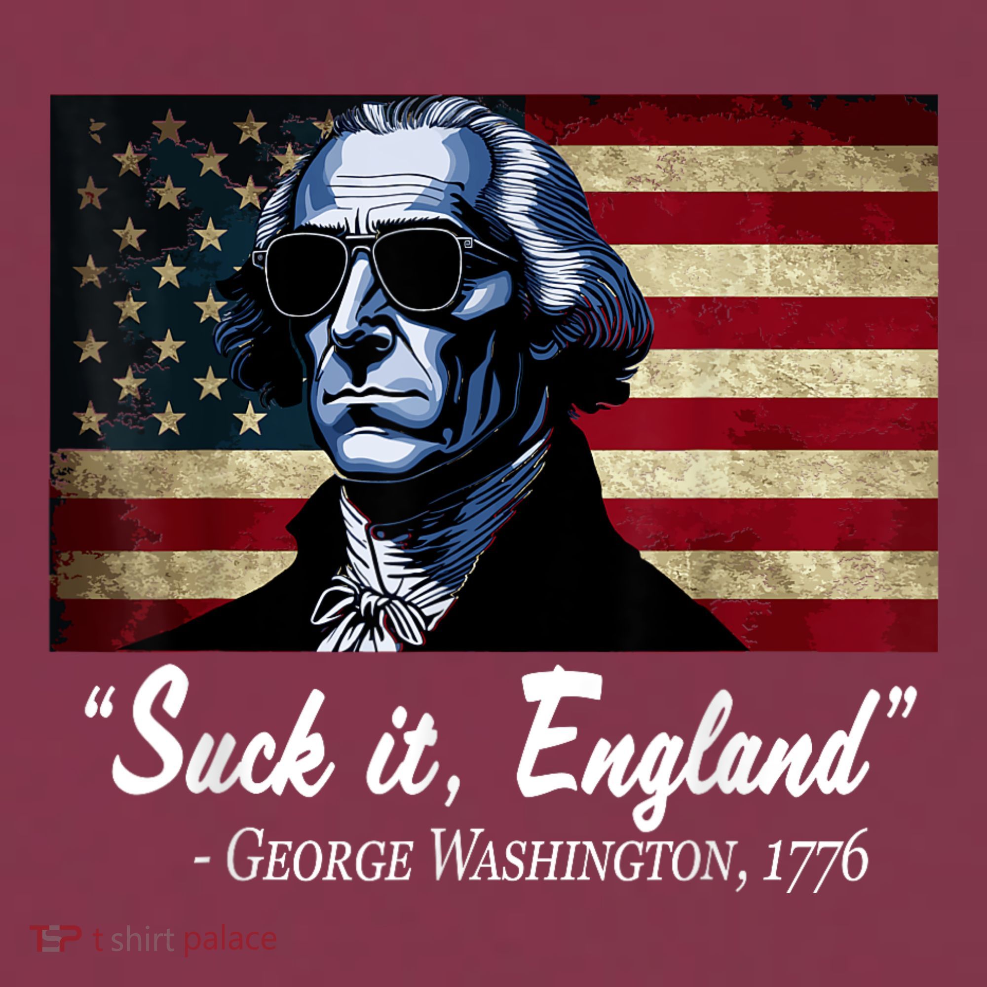 SUCKIT ENGLAND Funny 4th Of July George Washington 1776 16oz Travel Tumbler