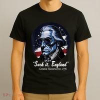 SUCKIT ENGLAND Funny 4th Of July George Washington 1776 T-Shirt thumb 3