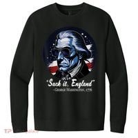 SUCKIT ENGLAND Funny 4th Of July George Washington 1776 V.I.T. Fleece Crew Sweatshirt thumb 0