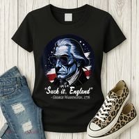 SUCKIT ENGLAND Funny 4th Of July George Washington 1776 Women's T-Shirt thumb 3