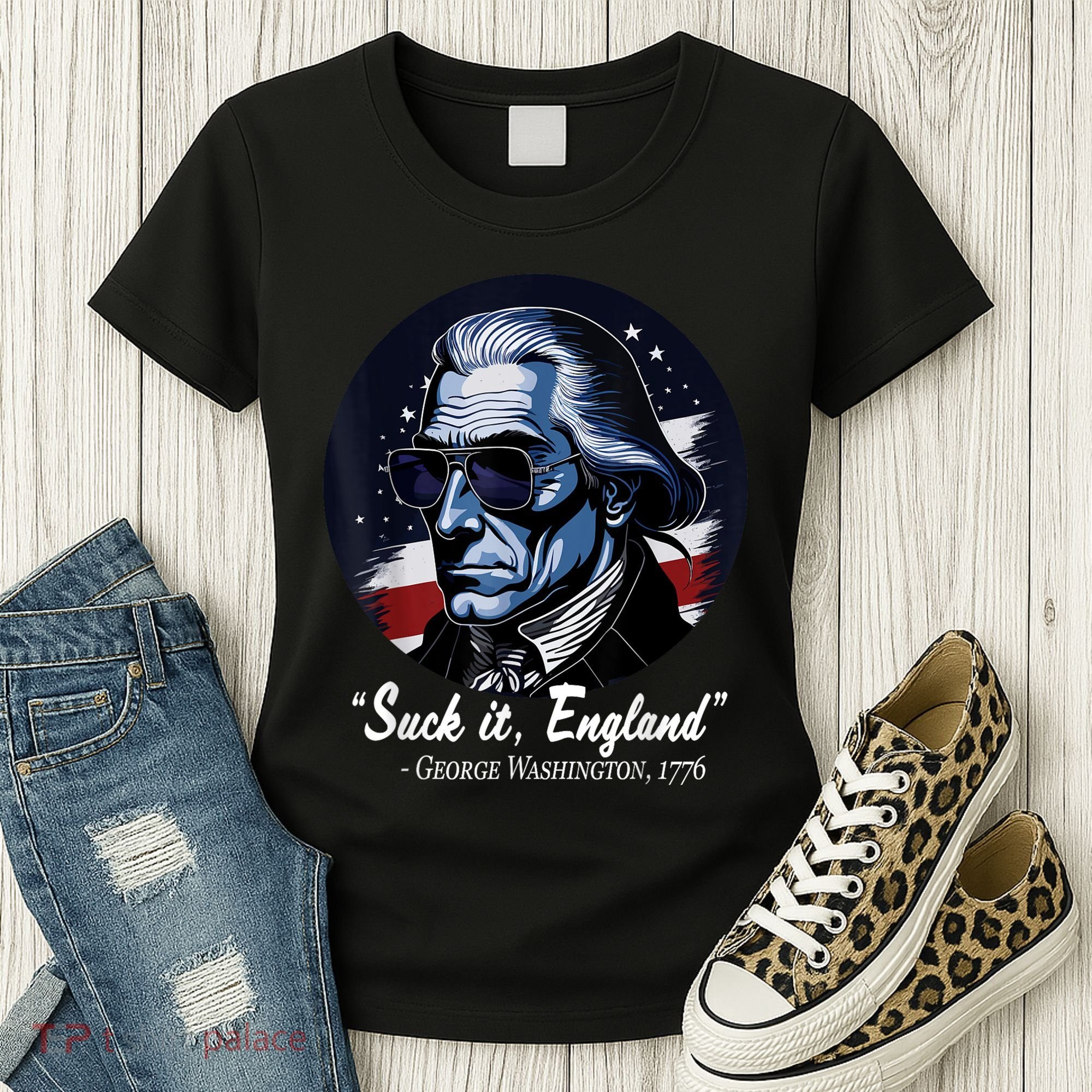 SUCKIT ENGLAND Funny 4th Of July George Washington 1776 Women's T-Shirt