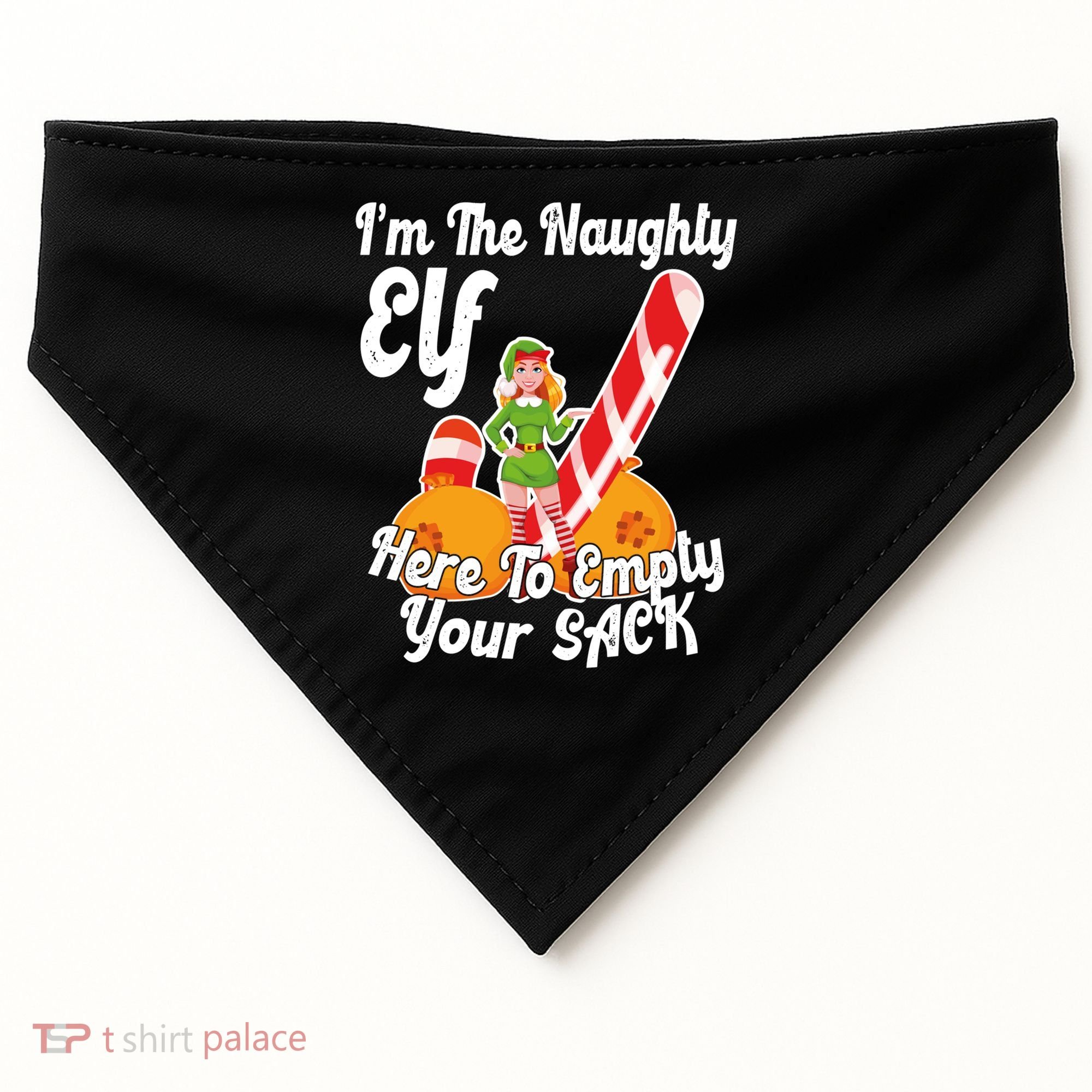 Sexy Elf Here Empty Your Sack Rude Naughty Christmas Candy Gift USA-Made Doggie Bandana