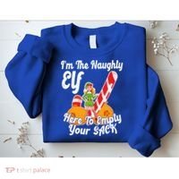 Sexy Elf Here Empty Your Sack Rude Naughty Christmas Candy Gift Sweatshirt thumb 2