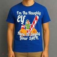 Sexy Elf Here Empty Your Sack Rude Naughty Christmas Candy Gift T-Shirt thumb 3