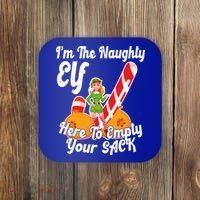 Sexy Elf Here Empty Your Sack Rude Naughty Christmas Candy Gift Coaster thumb 0