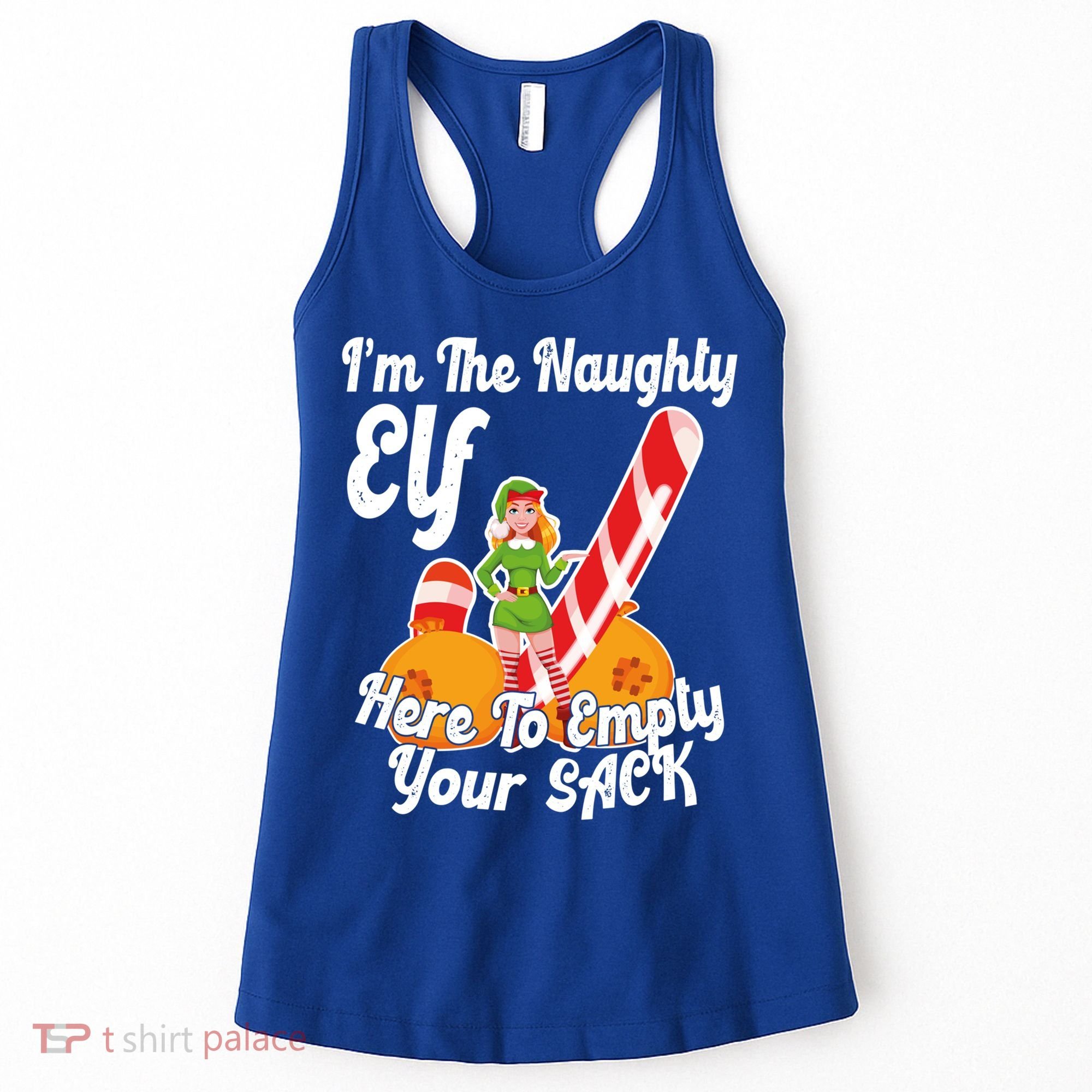 Sexy Elf Here Empty Your Sack Rude Naughty Christmas Candy Gift Women's Tank Top