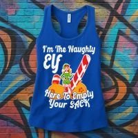 Sexy Elf Here Empty Your Sack Rude Naughty Christmas Candy Gift Women's Tank Top thumb 3