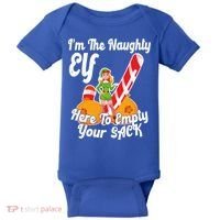 Sexy Elf Here Empty Your Sack Rude Naughty Christmas Candy Gift Baby Bodysuit thumb 0