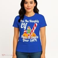 Sexy Elf Here Empty Your Sack Rude Naughty Christmas Candy Gift Women's T-Shirt thumb 4