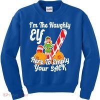 Sexy Elf Here Empty Your Sack Rude Naughty Christmas Candy Gift Kids Sweatshirt thumb 0