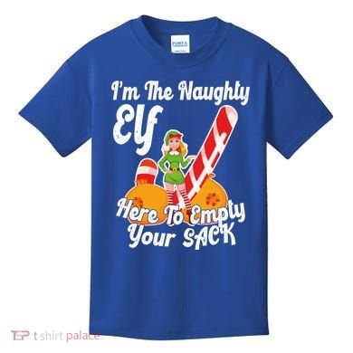 Sexy Elf Here Empty Your Sack Rude Naughty Christmas Candy Gift Kids T-Shirt