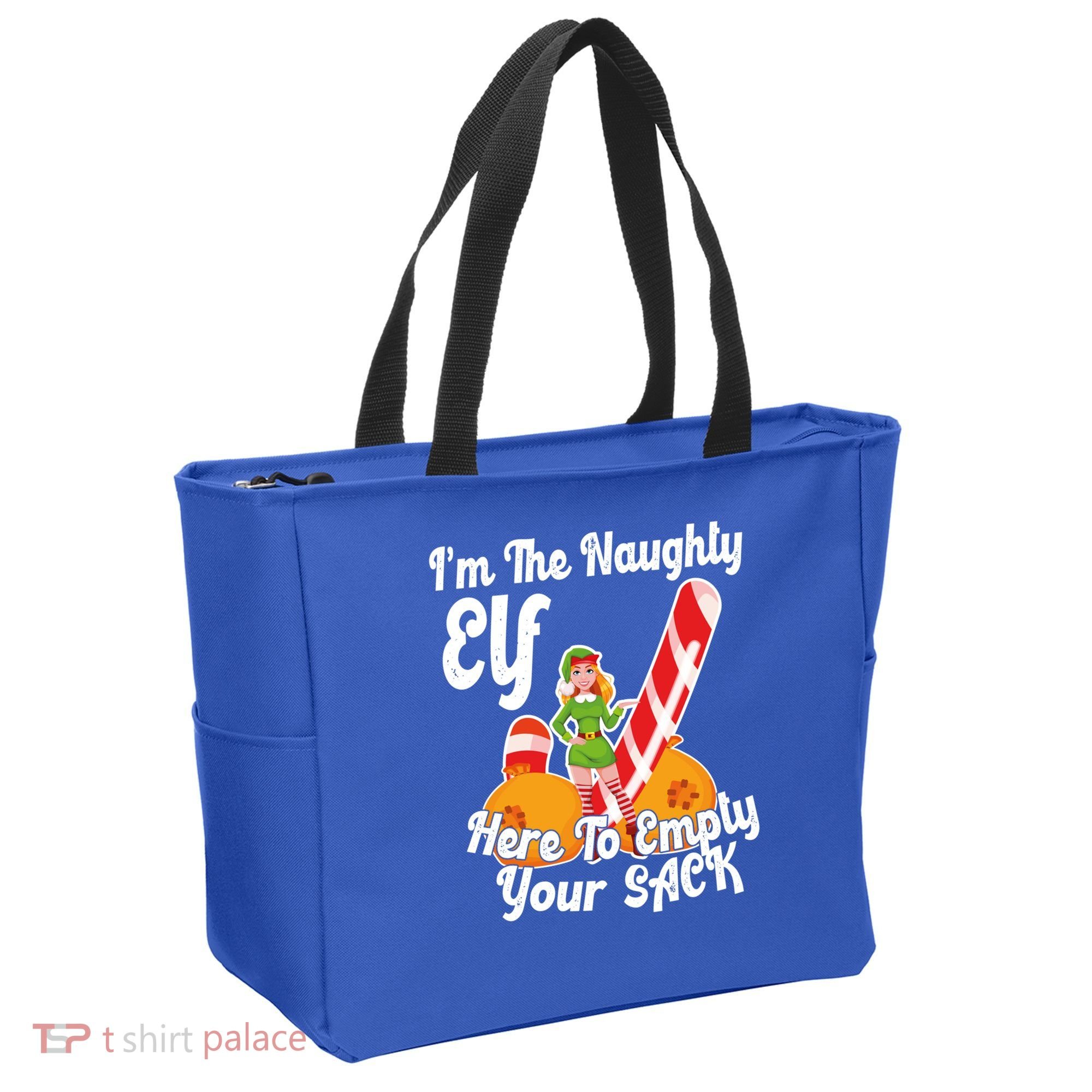 Sexy Elf Here Empty Your Sack Rude Naughty Christmas Candy Gift Tote Bag