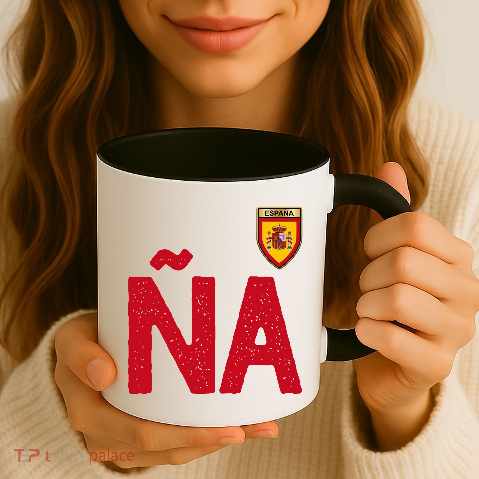 Spain España Human Flag Letter N And A Coffee Mug