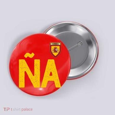 Spain España Human Flag Letter N And A Button