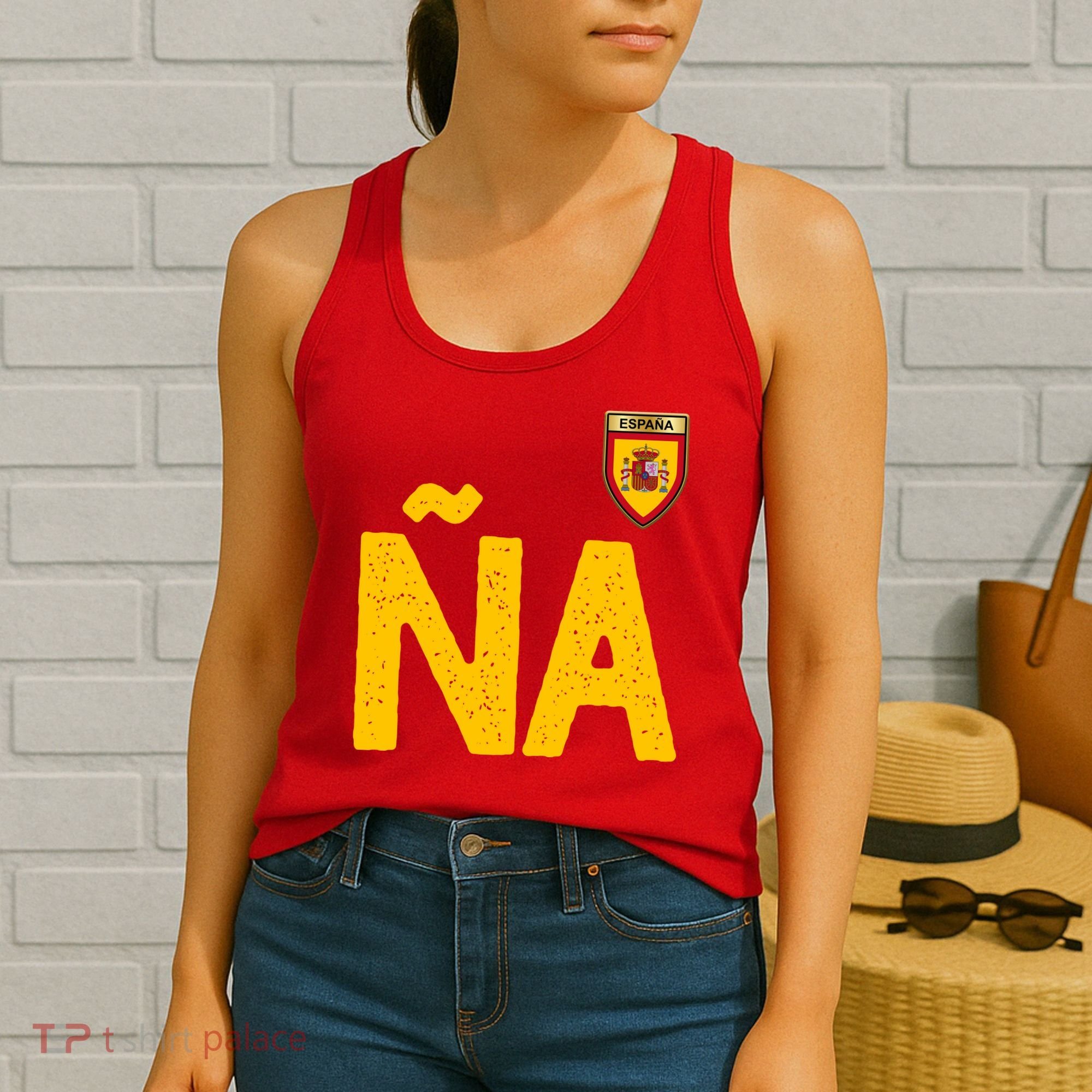 Spain España Human Flag Letter N And A Women's Tank Top