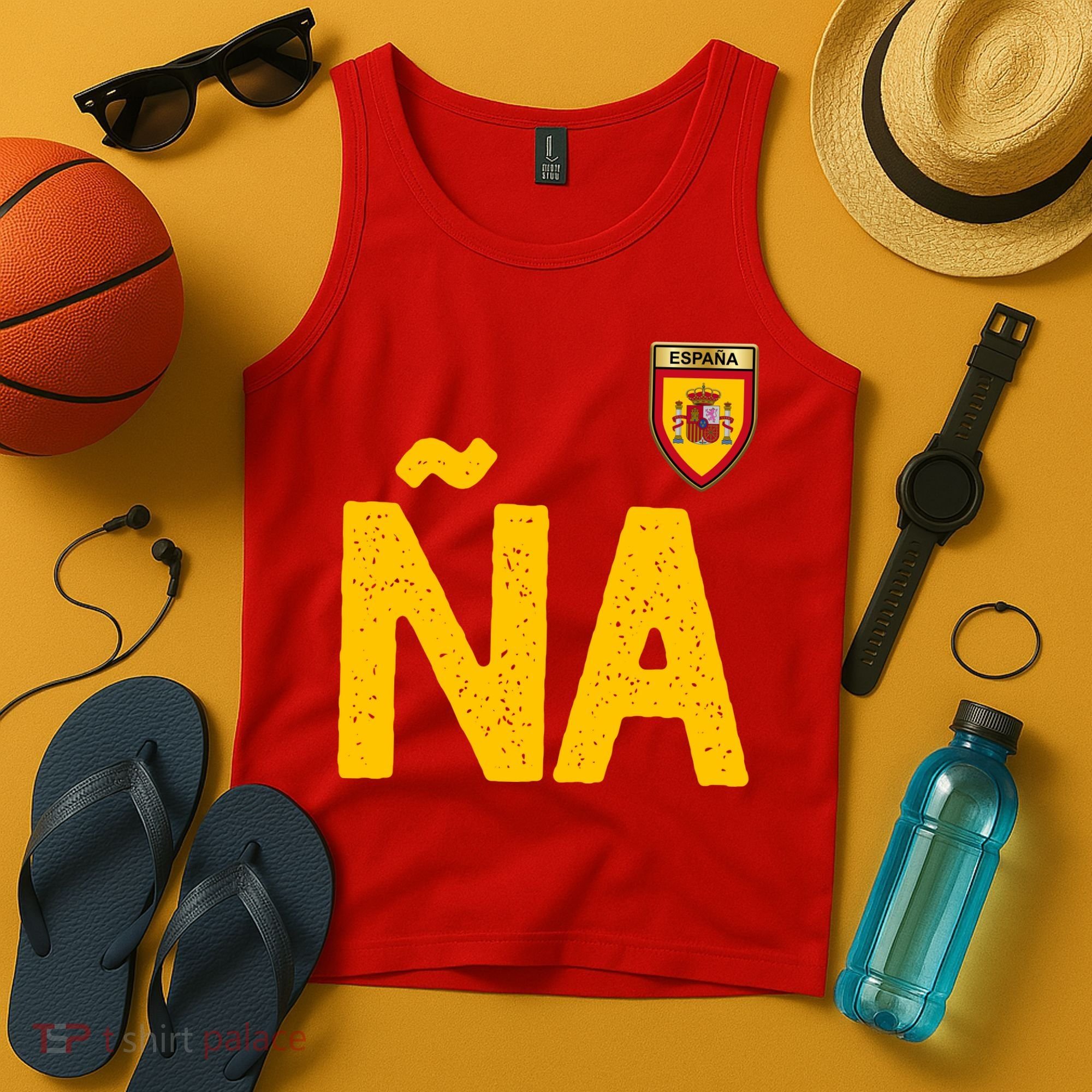 Spain España Human Flag Letter N And A Tank Top