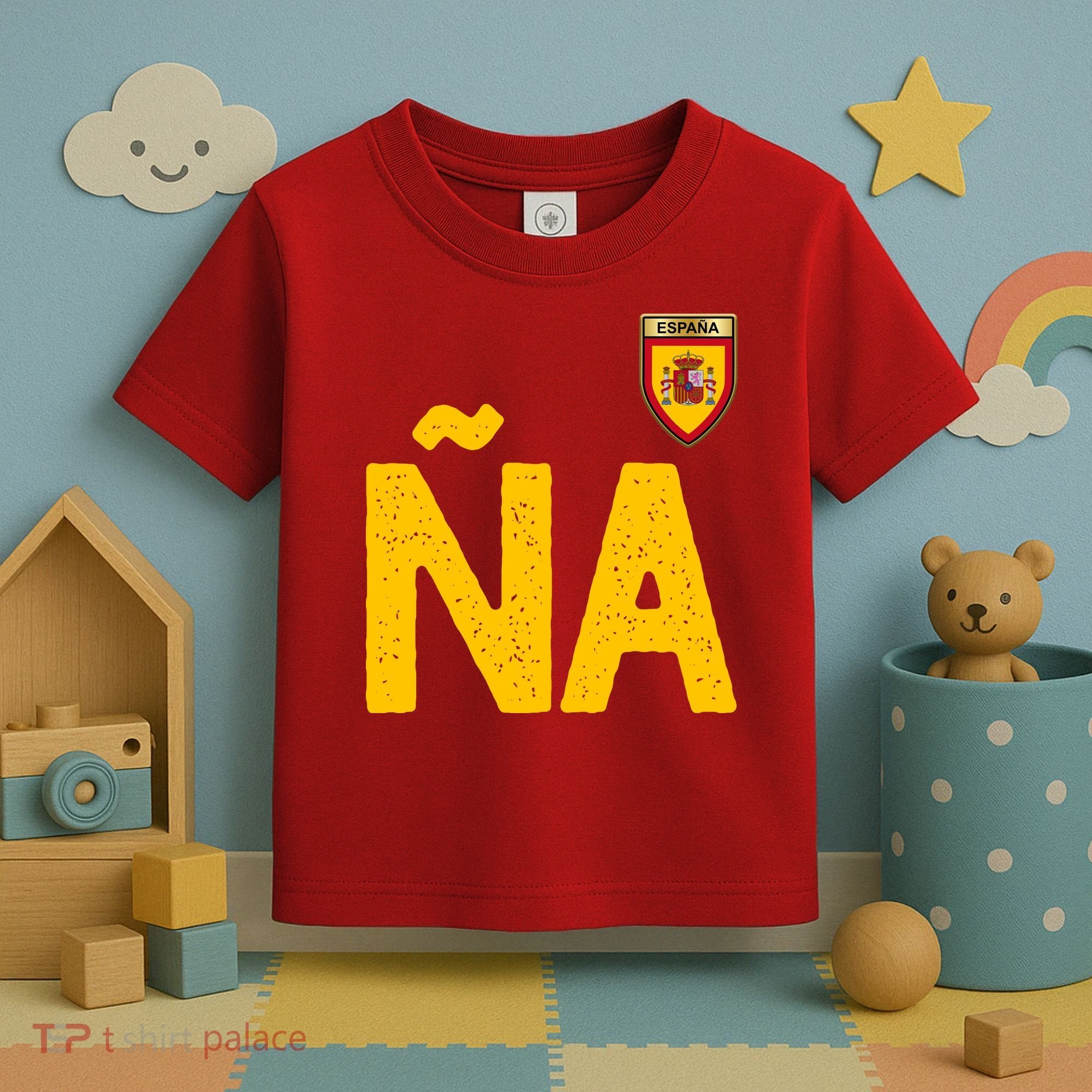 Spain España Human Flag Letter N And A Toddler T-Shirt
