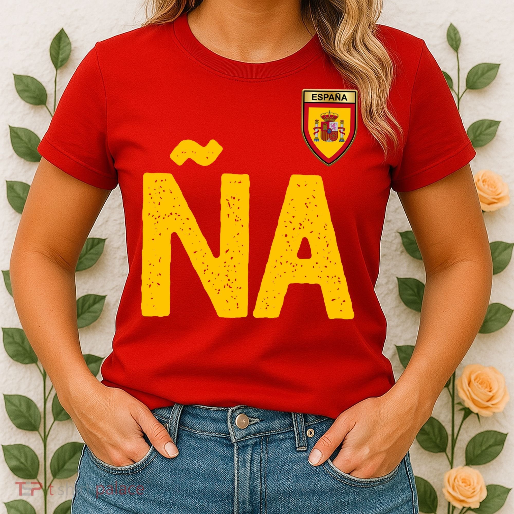 Spain España Human Flag Letter N And A Women's T-Shirt