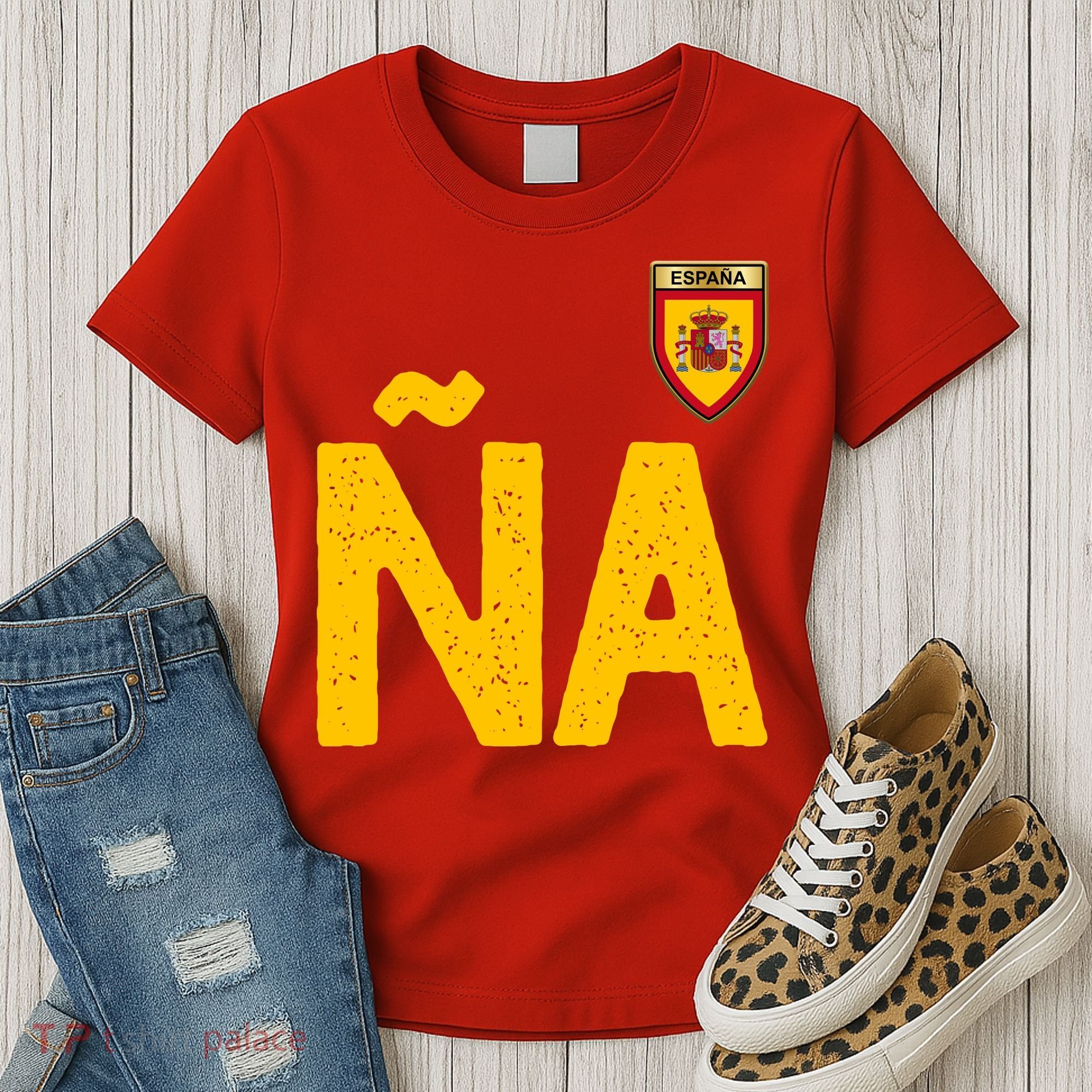 Spain España Human Flag Letter N And A Women's T-Shirt