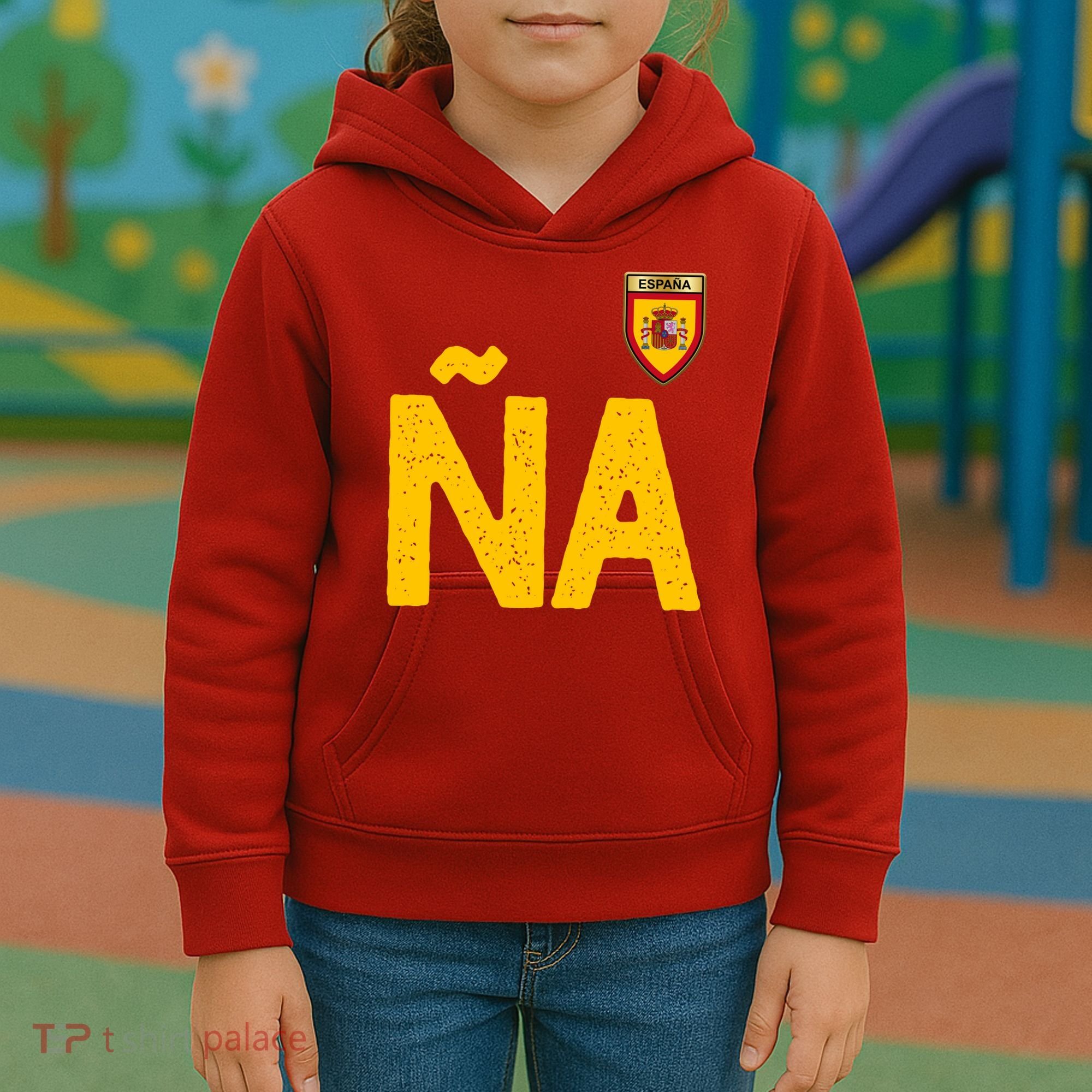 Spain España Human Flag Letter N And A Kids Hoodie