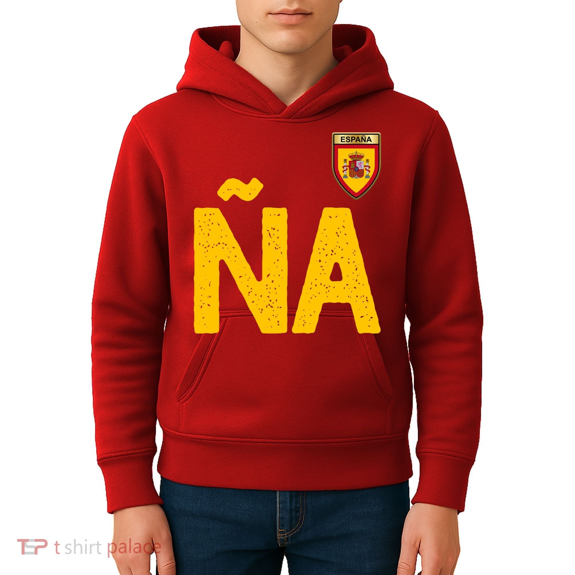 Spain España Human Flag Letter N And A Kids Hoodie