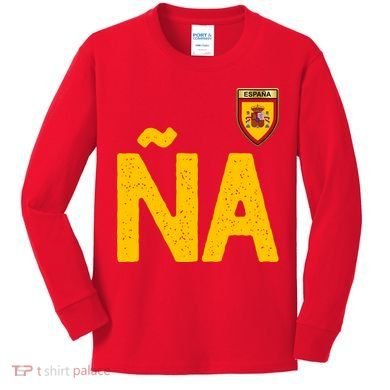Spain España Human Flag Letter N And A Kids Long Sleeve Shirt