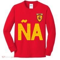 Spain España Human Flag Letter N And A Kids Long Sleeve Shirt thumb 0