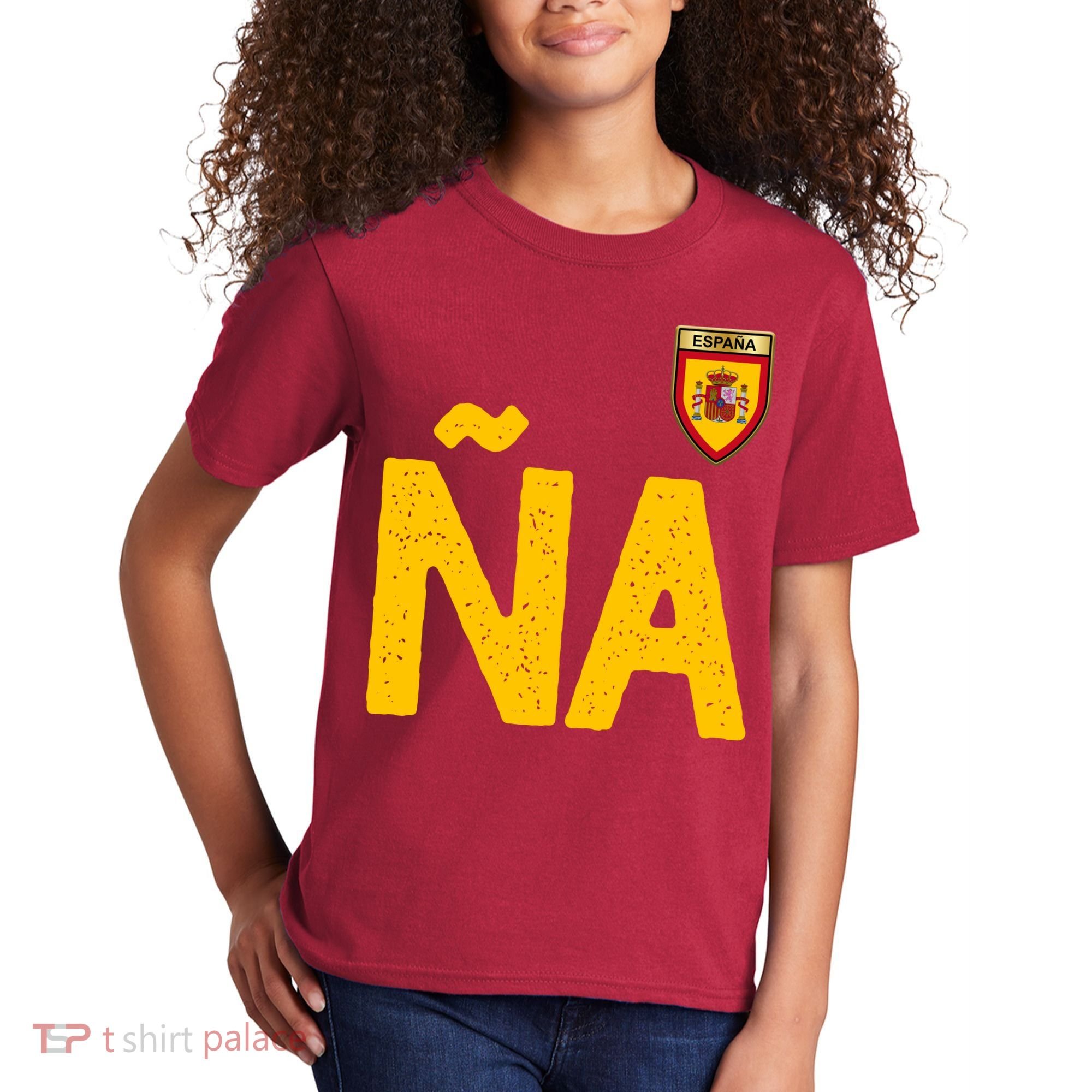 Spain España Human Flag Letter N And A Kids T-Shirt