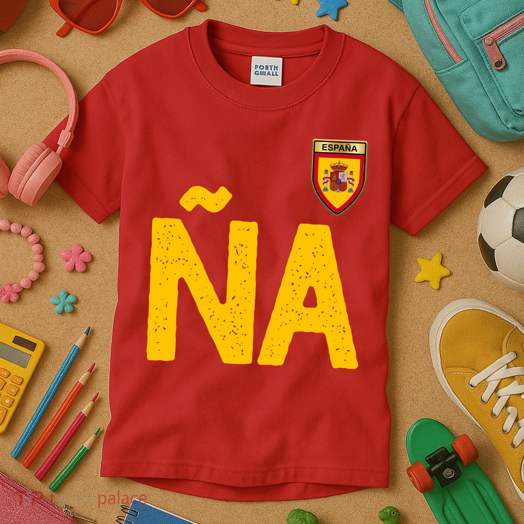 Spain España Human Flag Letter N And A Kids T-Shirt