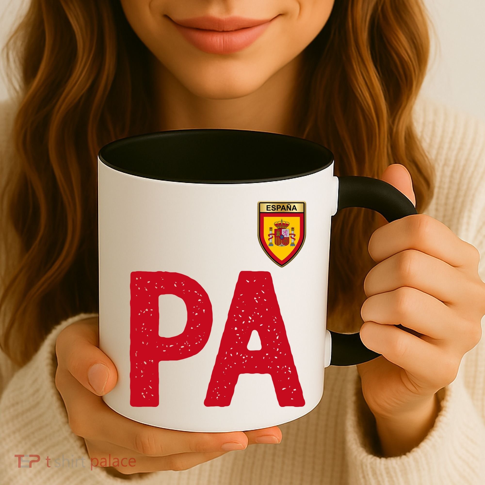 Spain España Human Flag Letter P And A Coffee Mug