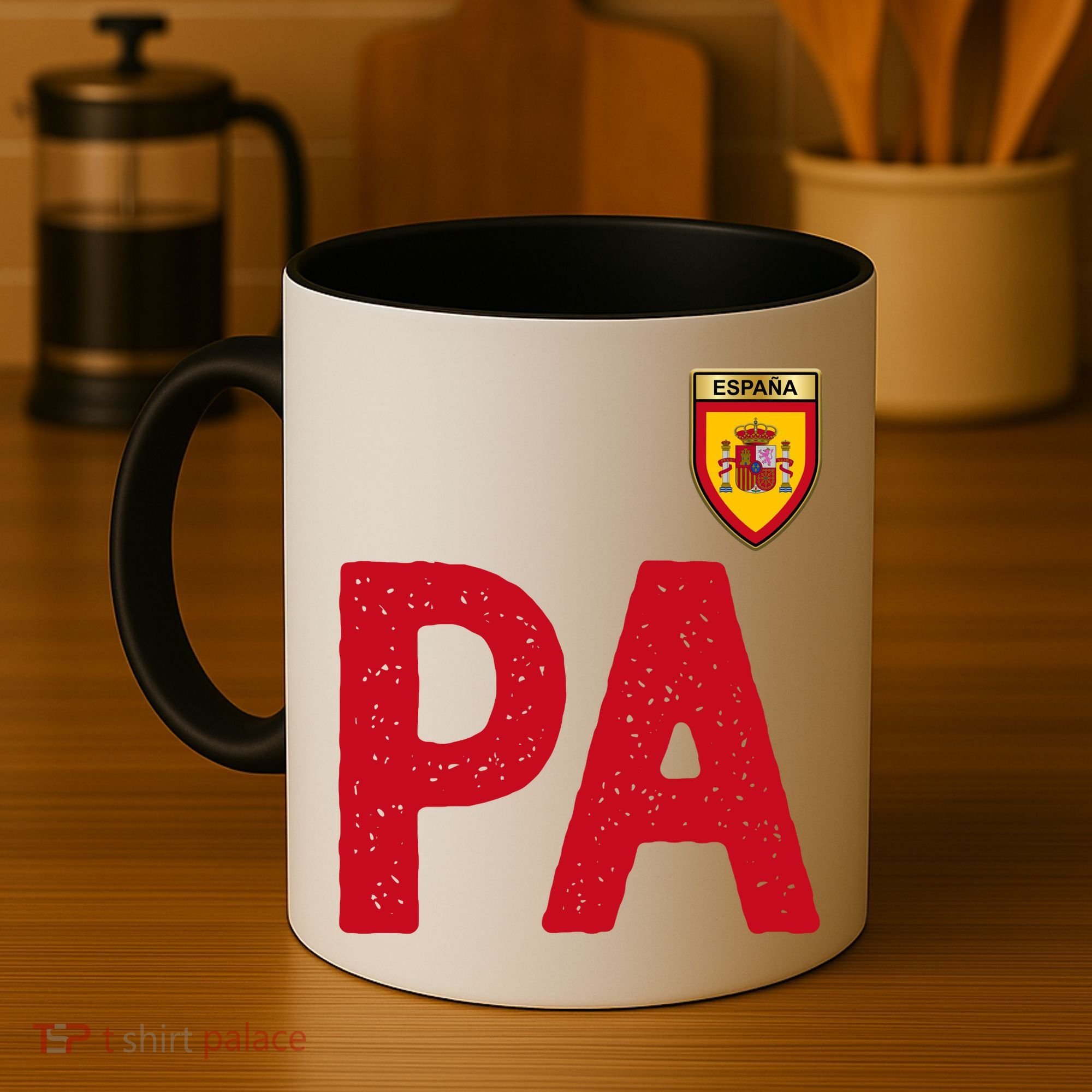 Spain España Human Flag Letter P And A Coffee Mug
