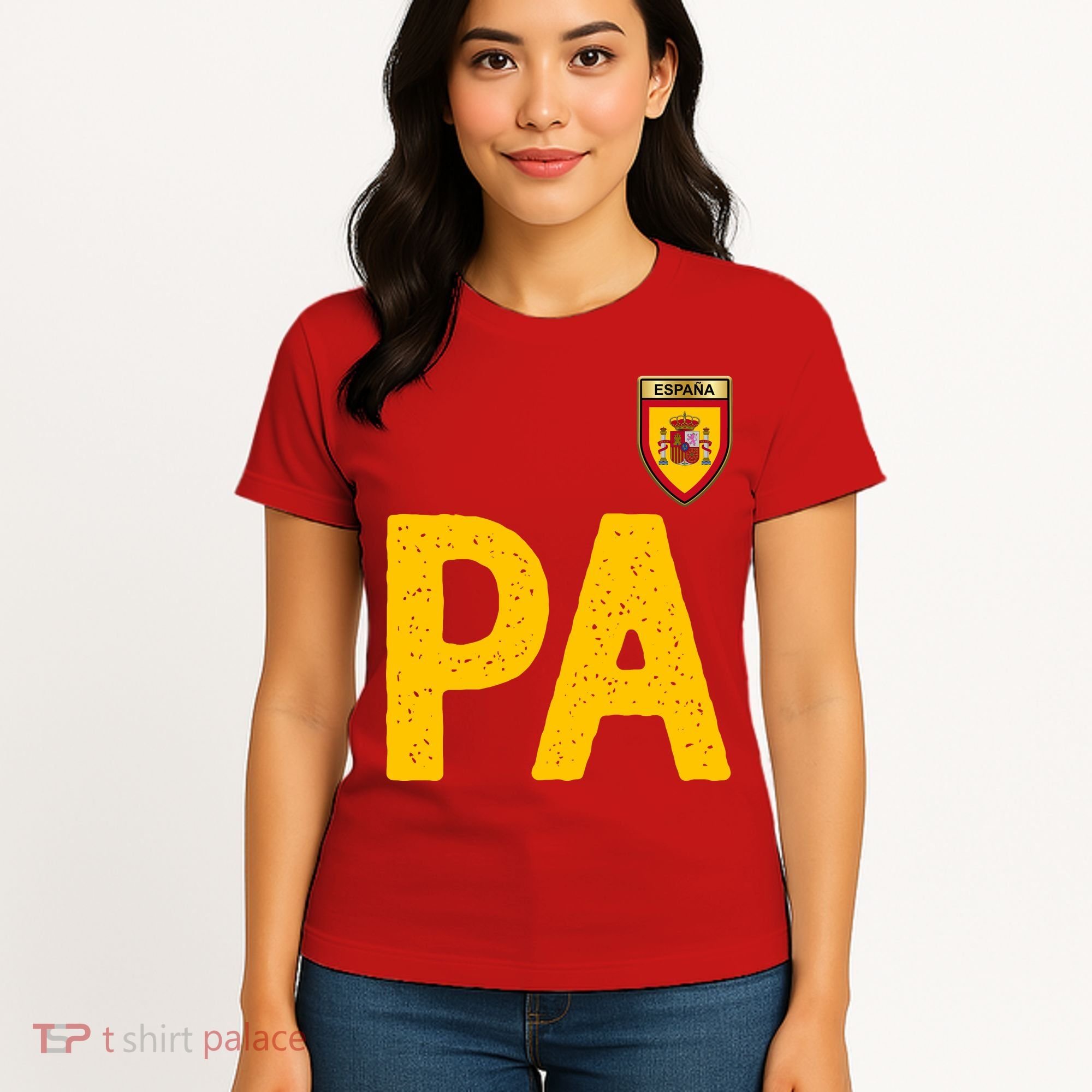 Spain España Human Flag Letter P And A Women's T-Shirt