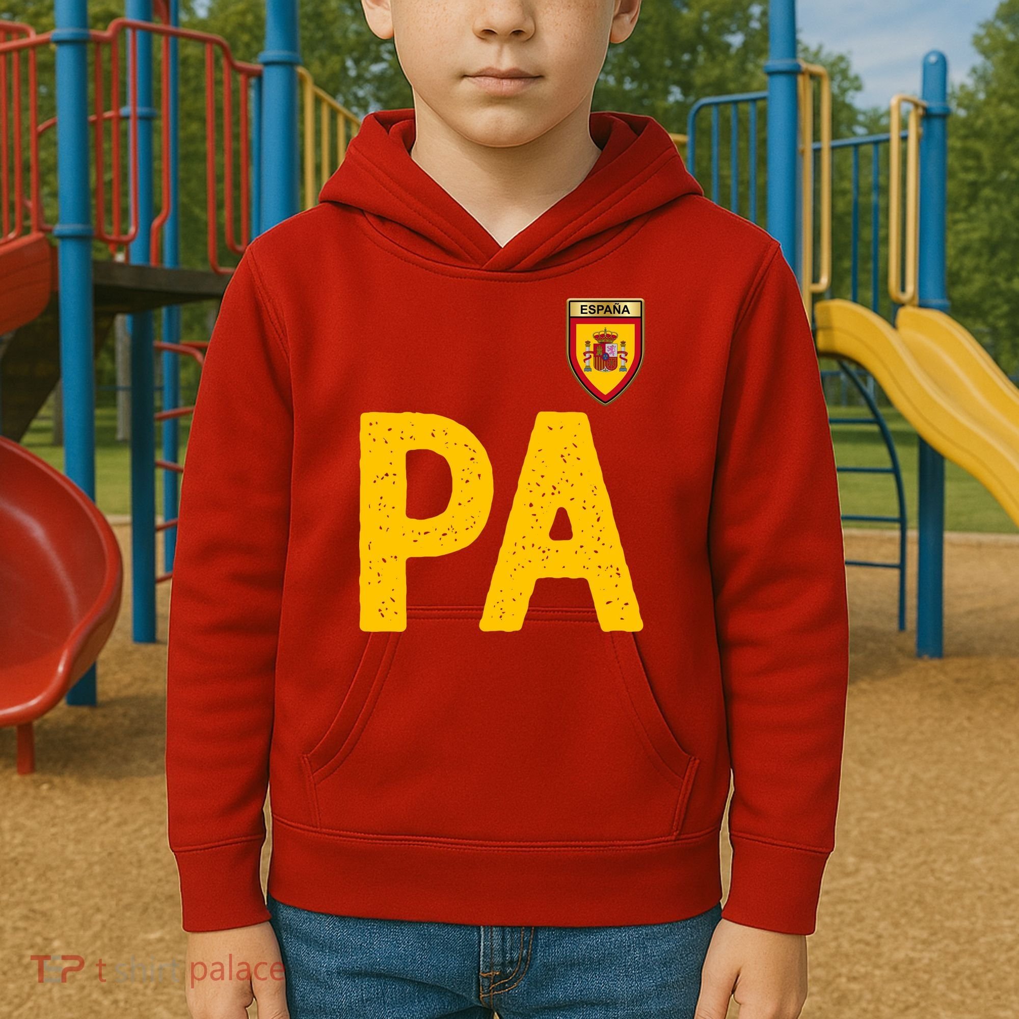Spain España Human Flag Letter P And A Kids Hoodie