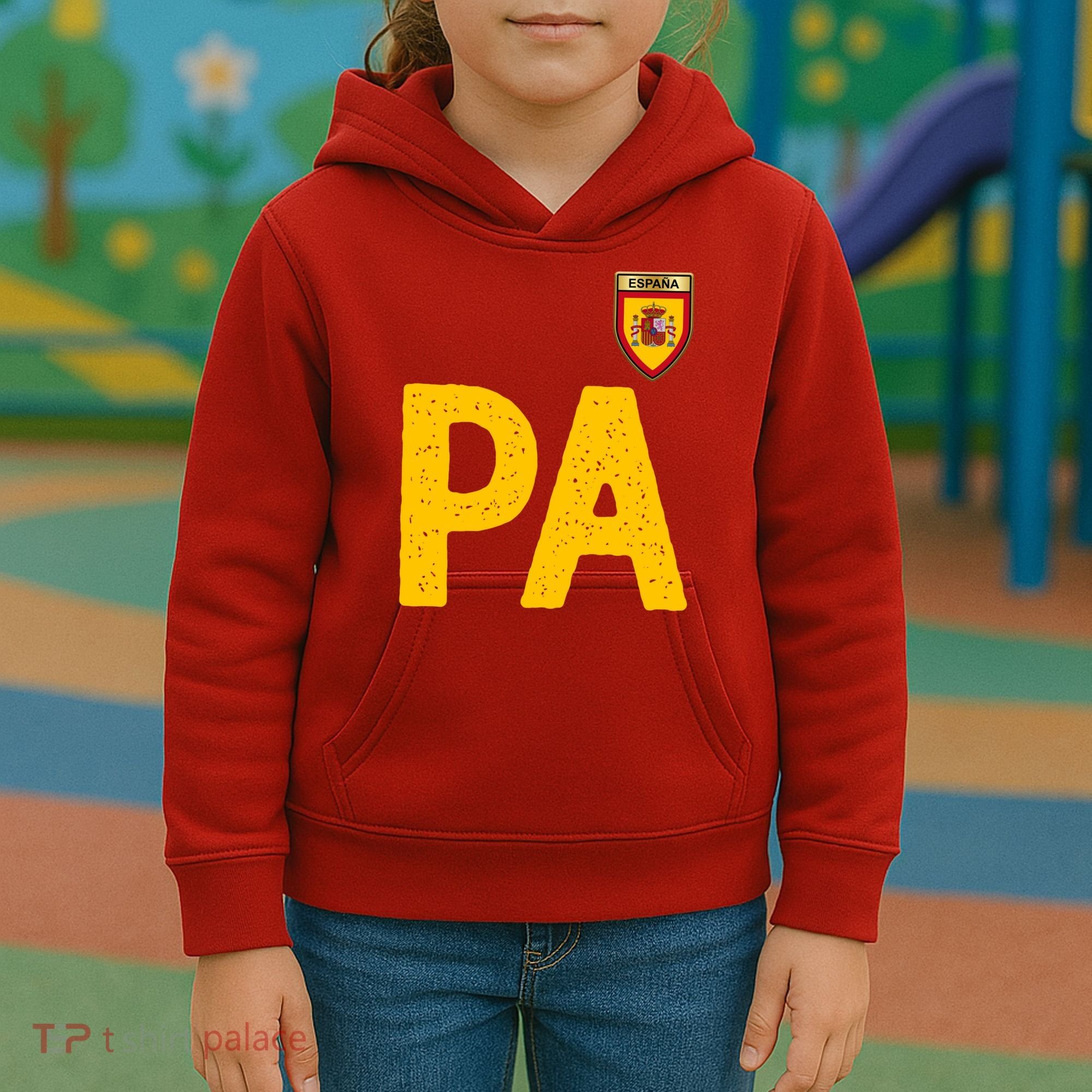 Spain España Human Flag Letter P And A Kids Hoodie