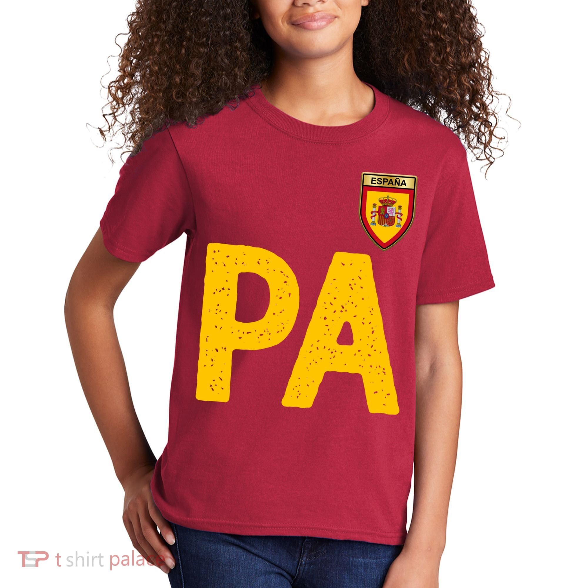 Spain España Human Flag Letter P And A Kids T-Shirt